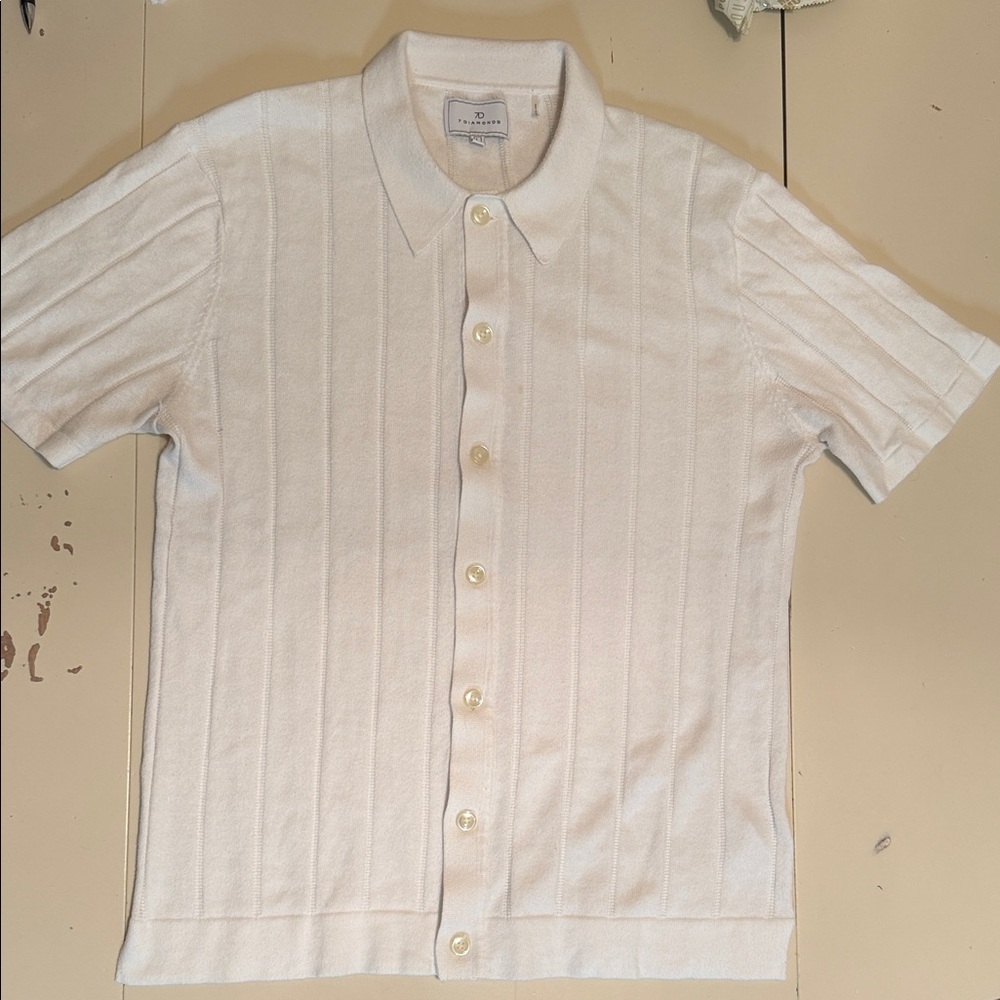 7 Diamonds Cream Short Sleeve Dress Shirt